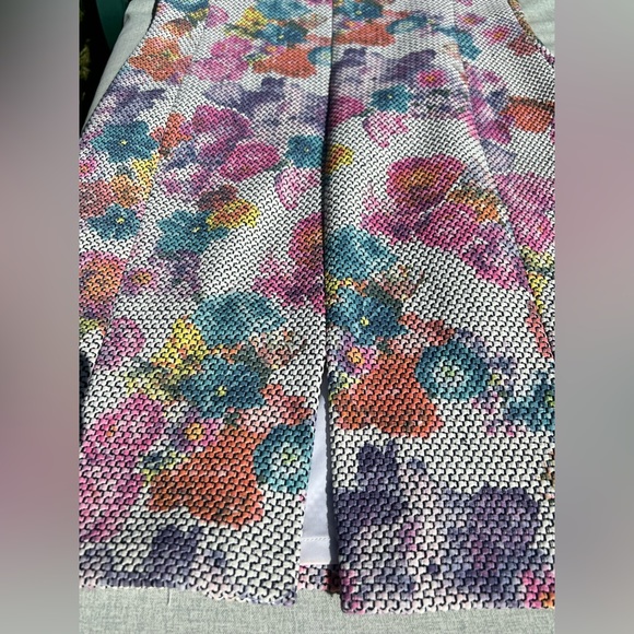 Worth New York White Azalea Coral Openweave Floral Print Sheath Dress M - Picture 6 of 15